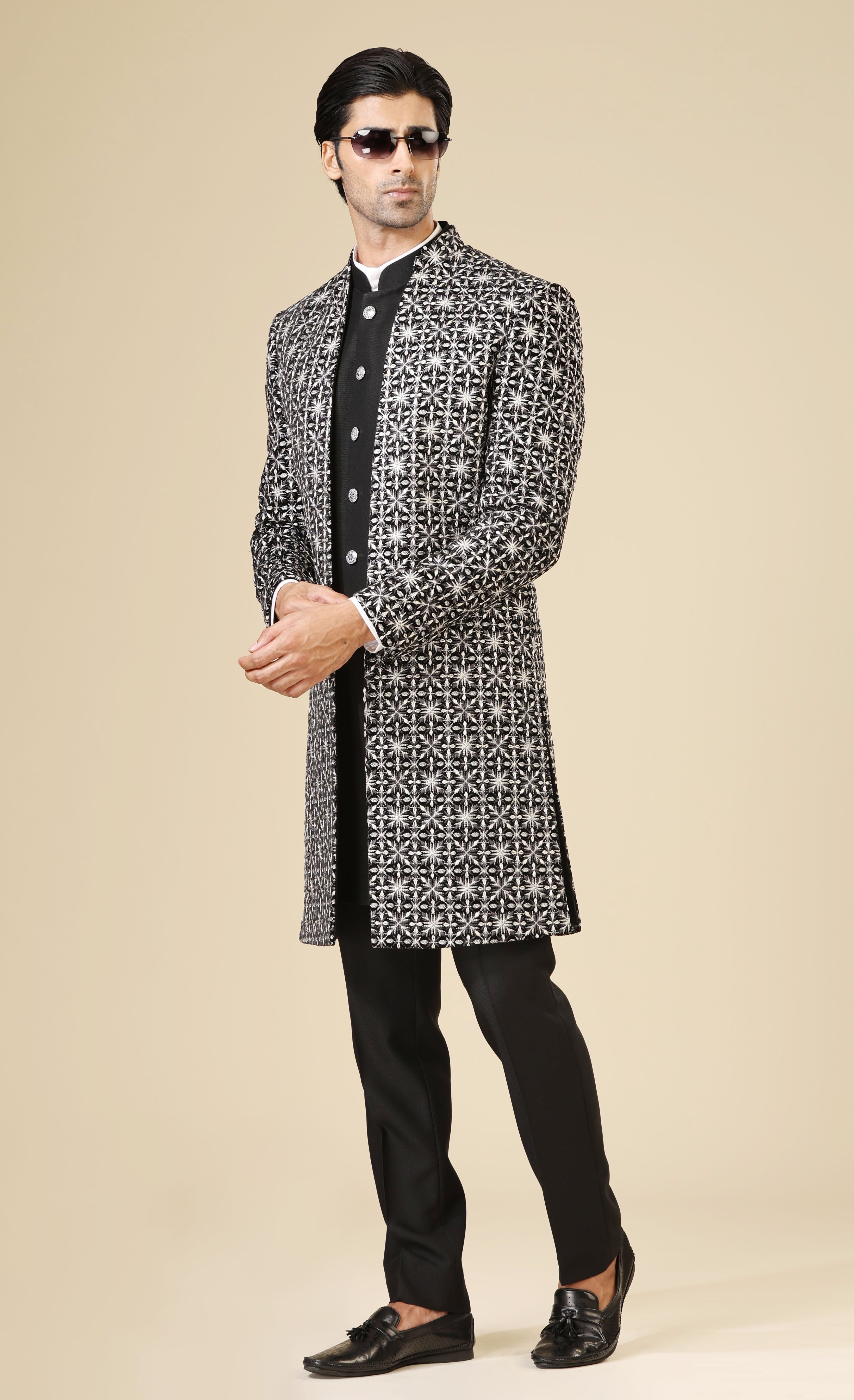 Black Velvet Embroidered Indo-Western - Festive Indian Wear



