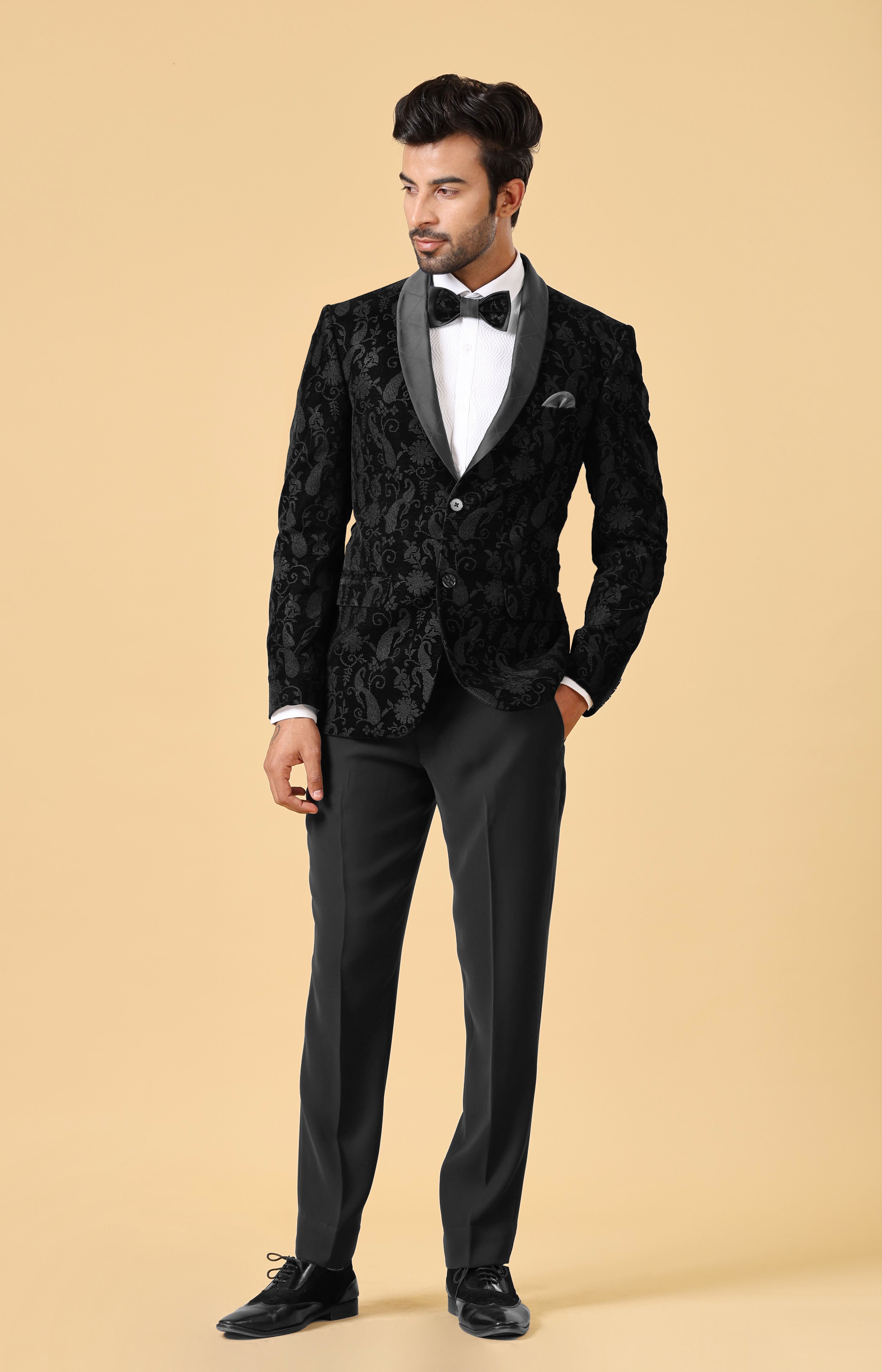 All black velvet suit hotsell