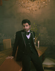 Black Designer Hand Embroidered Tuxedo Suit