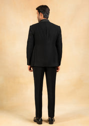 Black hand embroidered tuxedo with designer vest