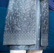 Open Blue Indo-Western with Dori Work