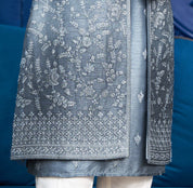 Open Blue Indo-Western with Dori Work