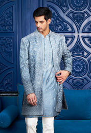 Open Blue Indo-Western with Dori Work