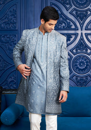Open Blue Indo-Western with Dori Work