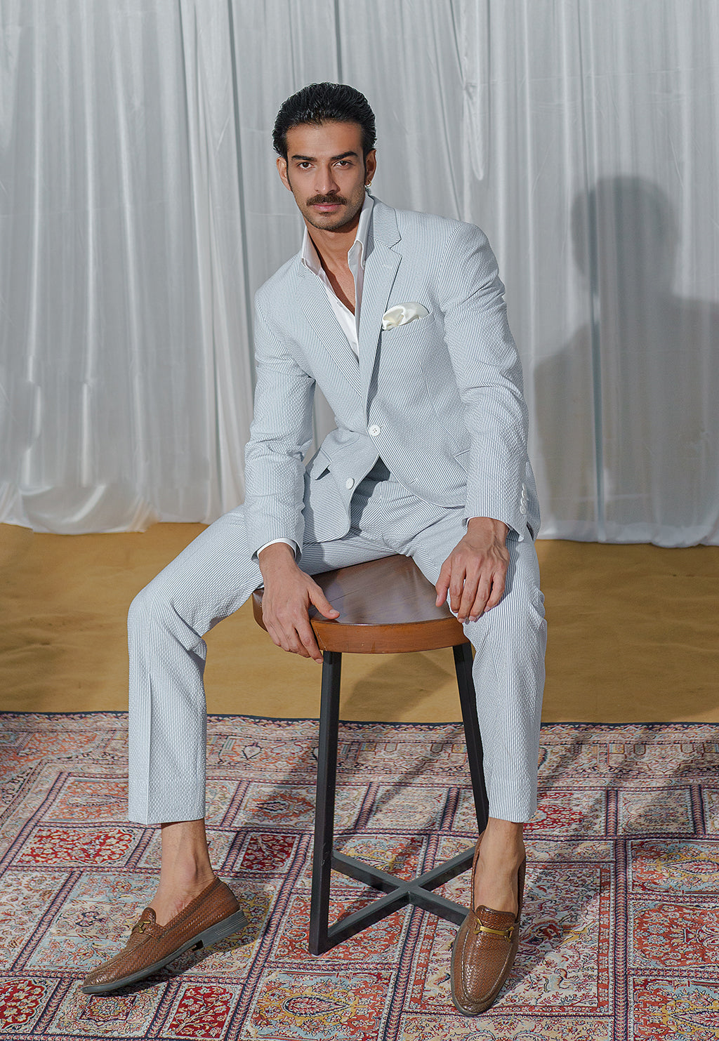 Blue Pinstripe double breasted Blazer