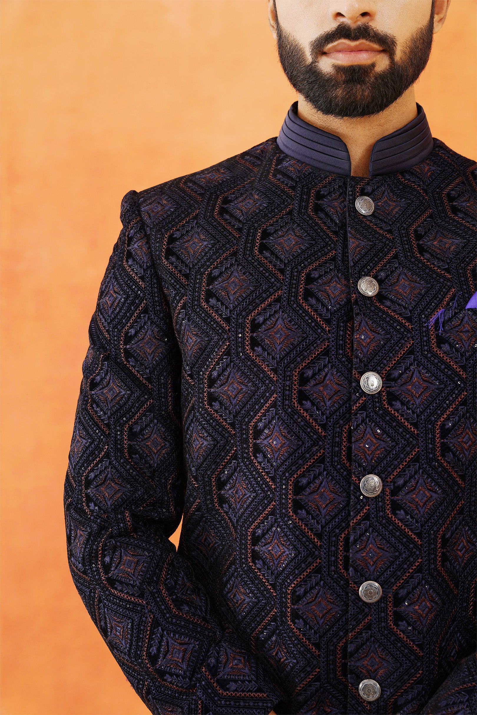 Stylish Blue Velvet Indo-Western with Embroidered Dupatta - Perfect for Weddings and Parties

