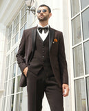 Brown textured men's Jacquard Wedding Suit