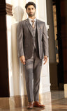 Grey Self Check Single Breasted-5-Piece Suit