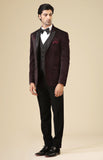 Wine Full Embroidered Velvet  Men's Wedding Suit