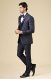 Navy Full Embroidered  Men's Double Breasted Wedding Suit