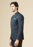 Teal Embroidered Bandhgala Set with Formal Trouser