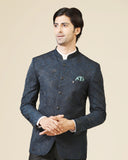 Teal Embroidered Bandhgala Set with Formal Trouser