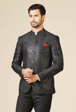 Black Embroidered Bandhgala Set with Formal Trouser