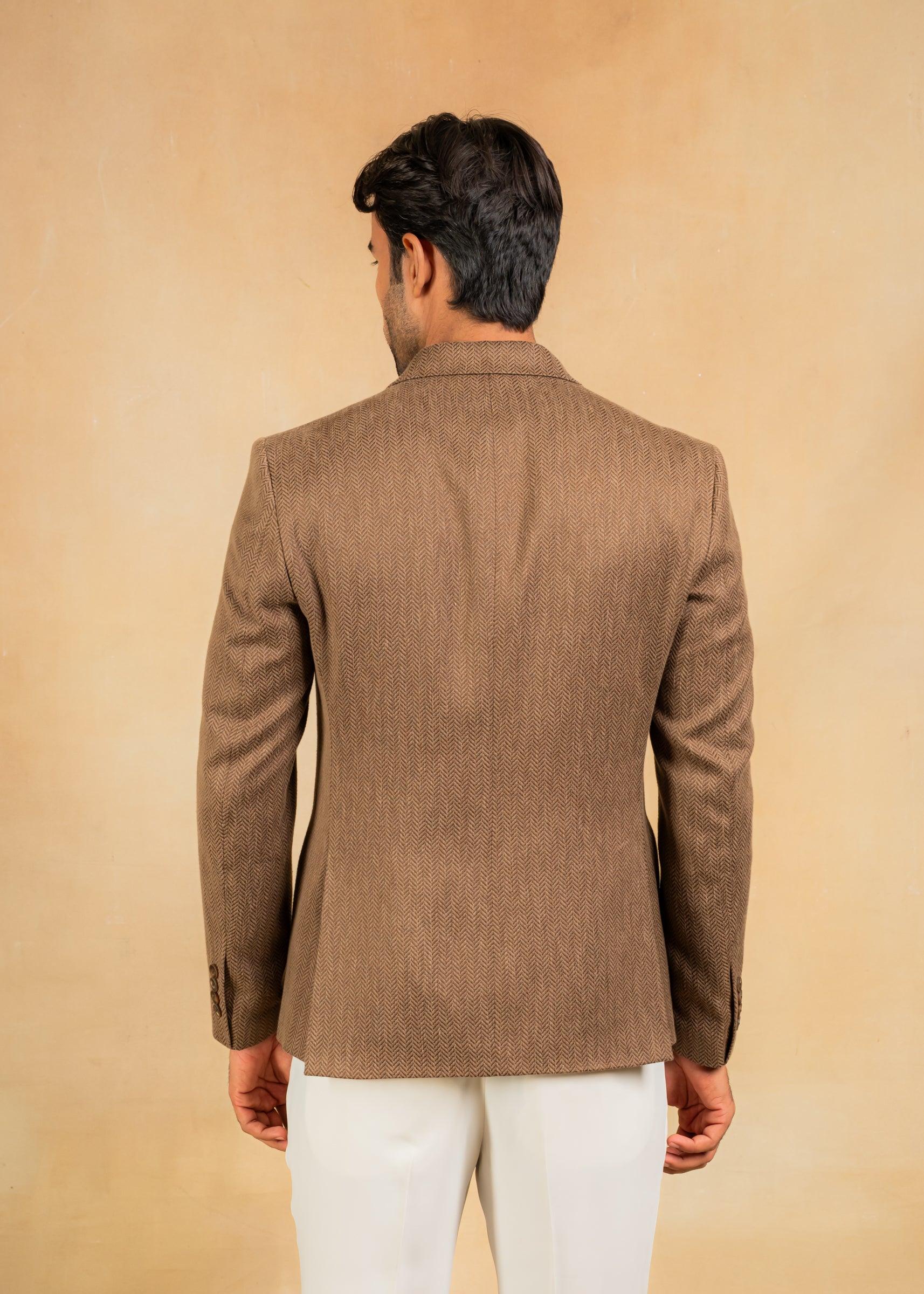 Brown herringbone blazer