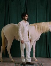 Cream Bandhgala with draped shirt