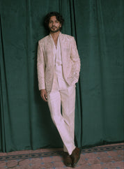 Men's Cream Bandhgala with Draped Shirt by Bonsoir
