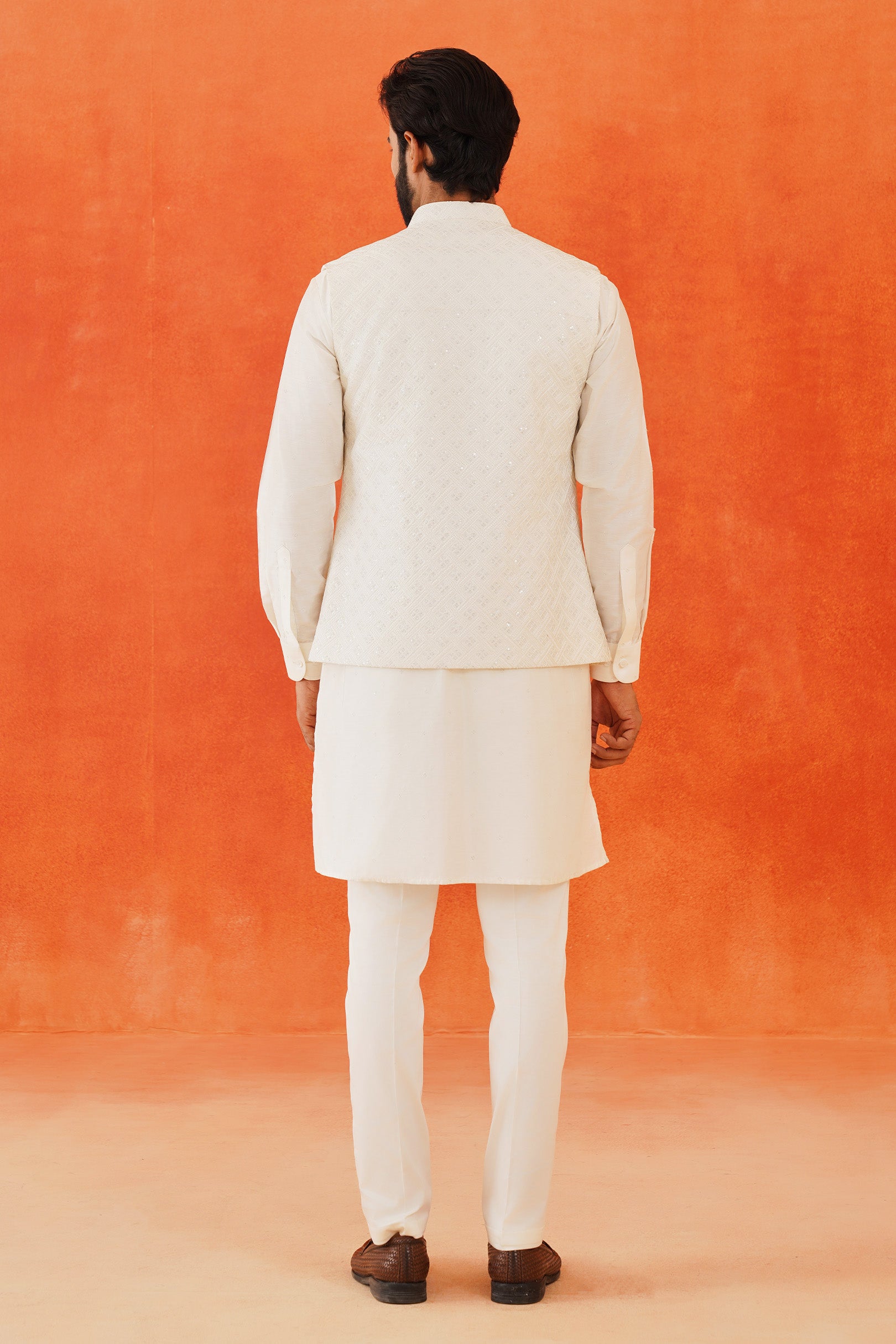 Trendy Cream Kurta Jacket Set - Modern Indian Fashion

