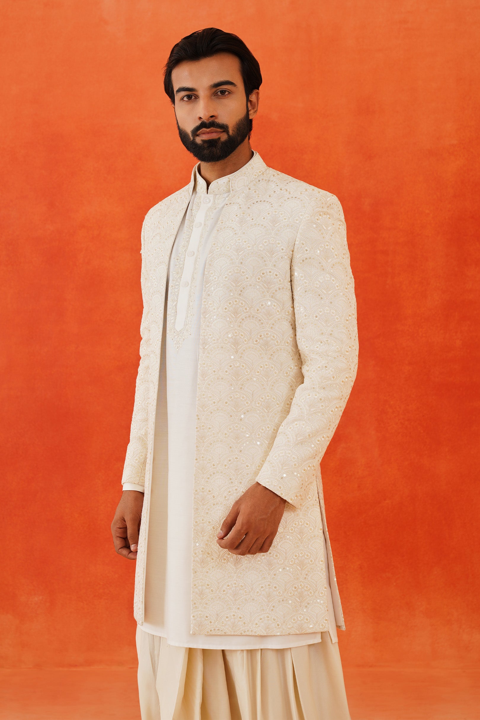 Trendy Cream Indo-Western with Dhoti - Modern Indian Fashion

