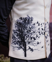 Cream and Black Nehru Jacket