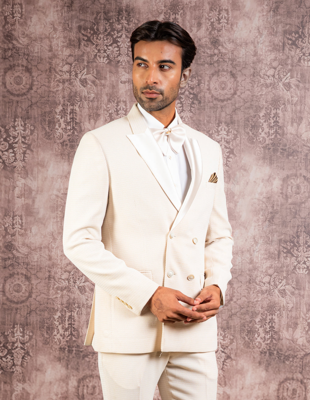 Cream double breasted Blazer