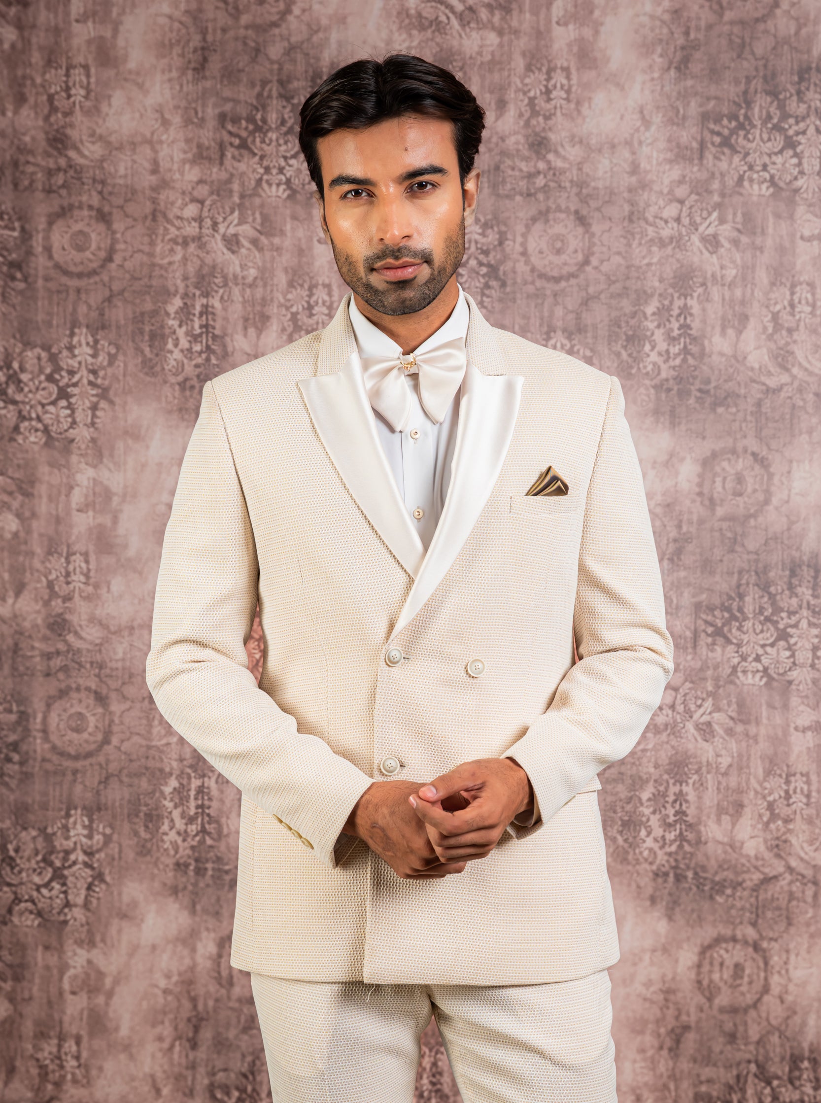Cream double breasted suit