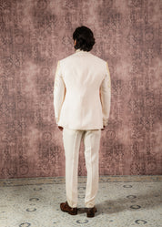 Cream hand embroidered tuxedo suit
