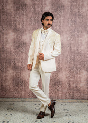 Cream hand embroidered tuxedo suit