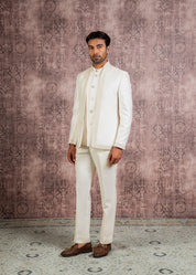 Cream open bandhgala with hand embroidery