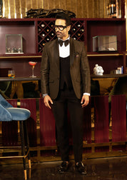 Copper Shawl Lapel Jacquard Suit