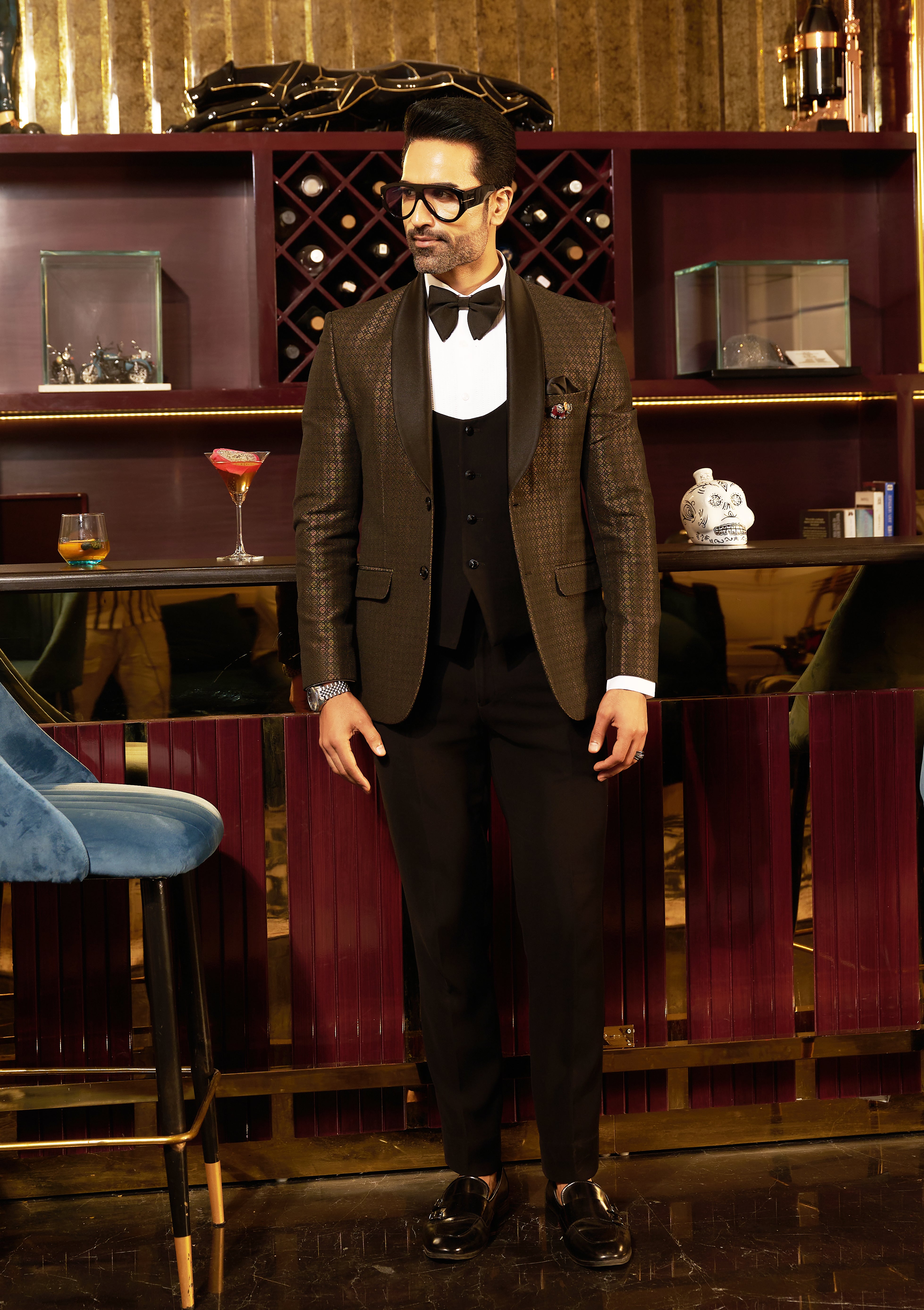 Copper Shawl Lapel Jacquard Suit