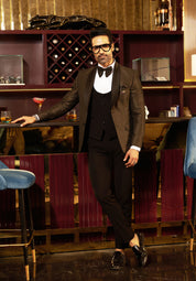 Copper Shawl Lapel Jacquard Suit