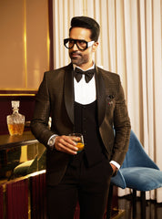Copper Shawl Lapel Jacquard Suit