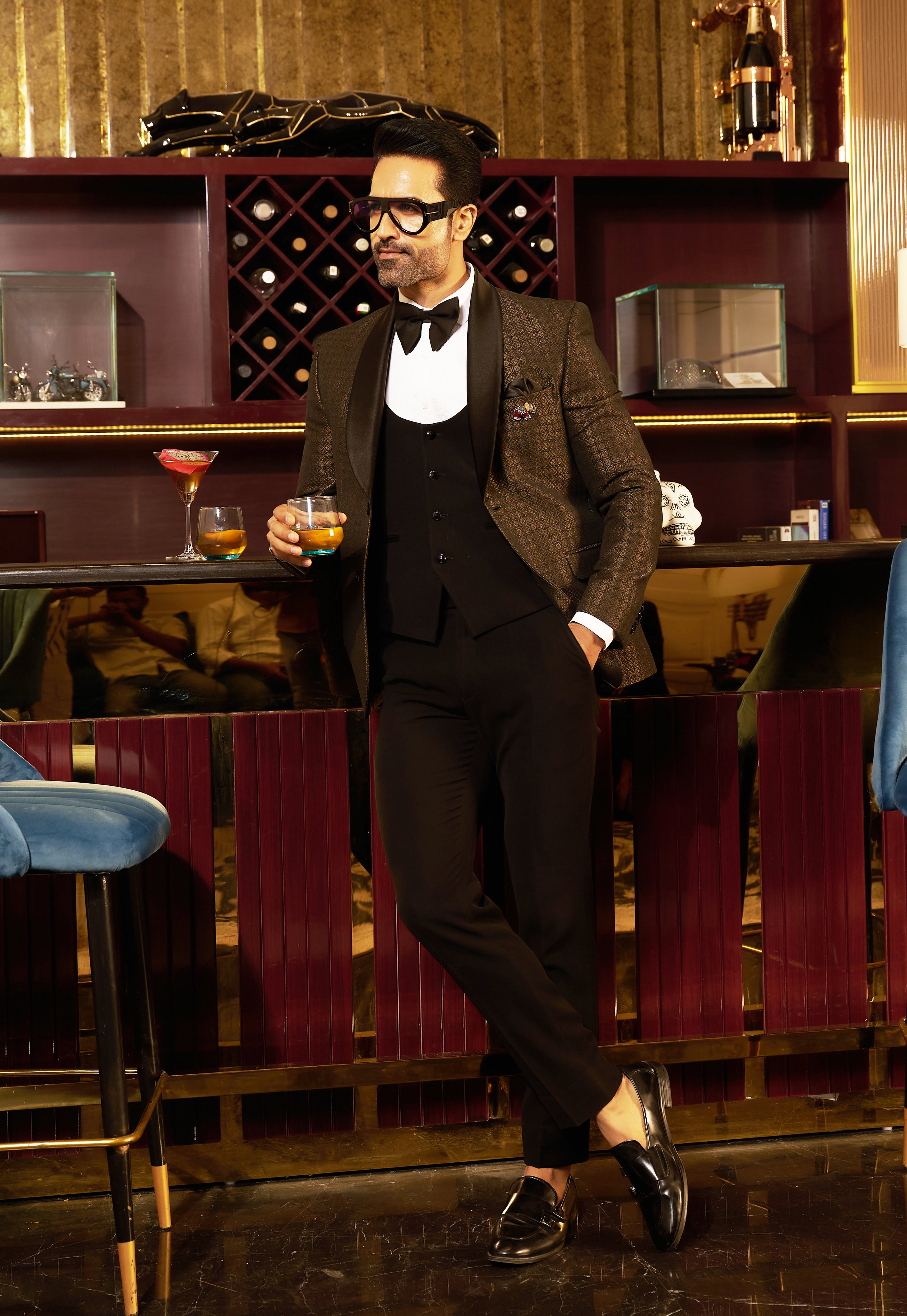 Copper Shawl Lapel Jacquard Suit