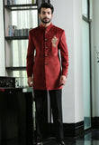 Rust velvet long bandgala with Embroidered designer patch