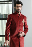 Rust velvet long bandgala with Embroidered designer patch