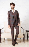 Rust Checked Single-Breasted-5 Piece Suit