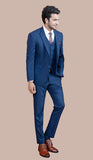 Blue Checked Single-Breasted-5 Piece Suit
