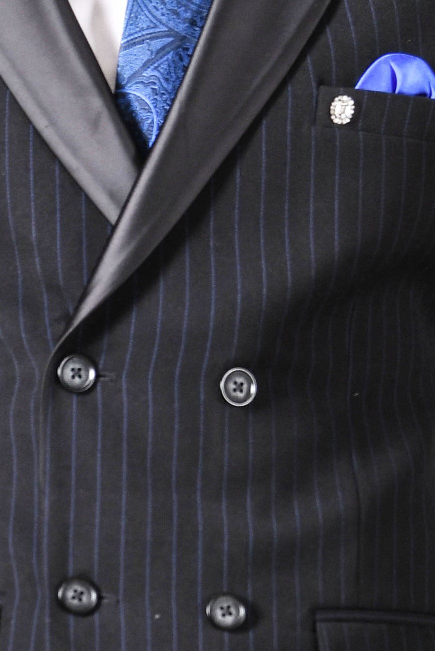 Classic Dark Blue Striped Blazer - Main Image