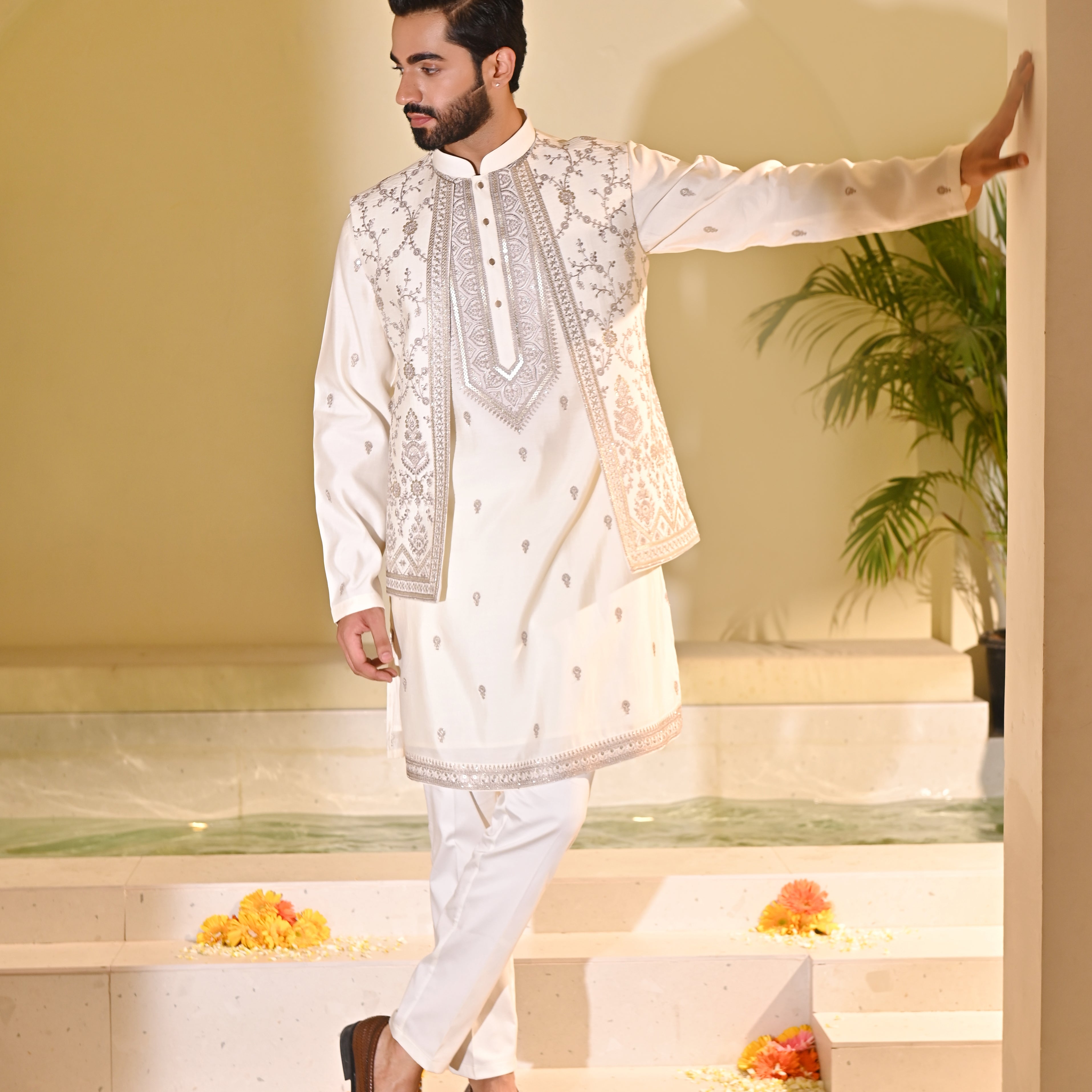 Men's Designer Jacket Kurta Set - Modern Indian Fusion Wear


