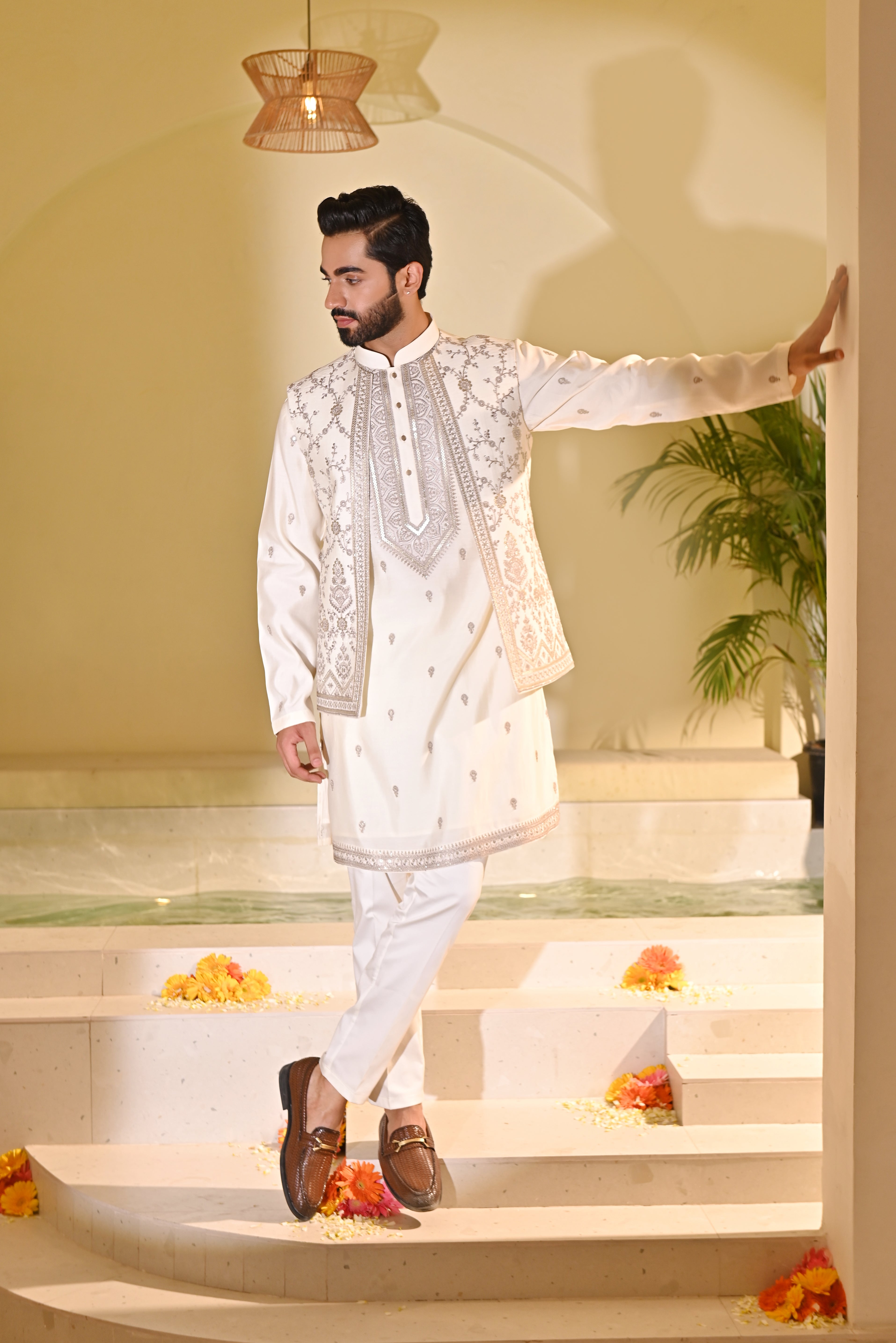 Men's Designer Jacket Kurta Set - Modern Indian Fusion Wear

