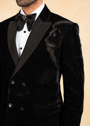 Double breasted hand embroidered tuxedo
