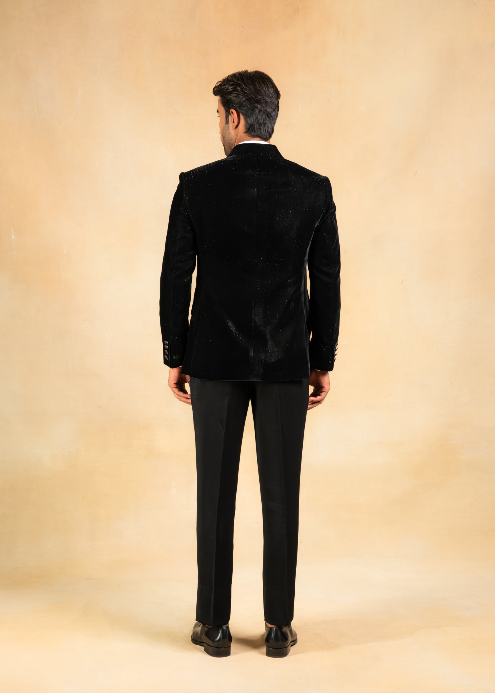 Double breasted hand embroidered tuxedo