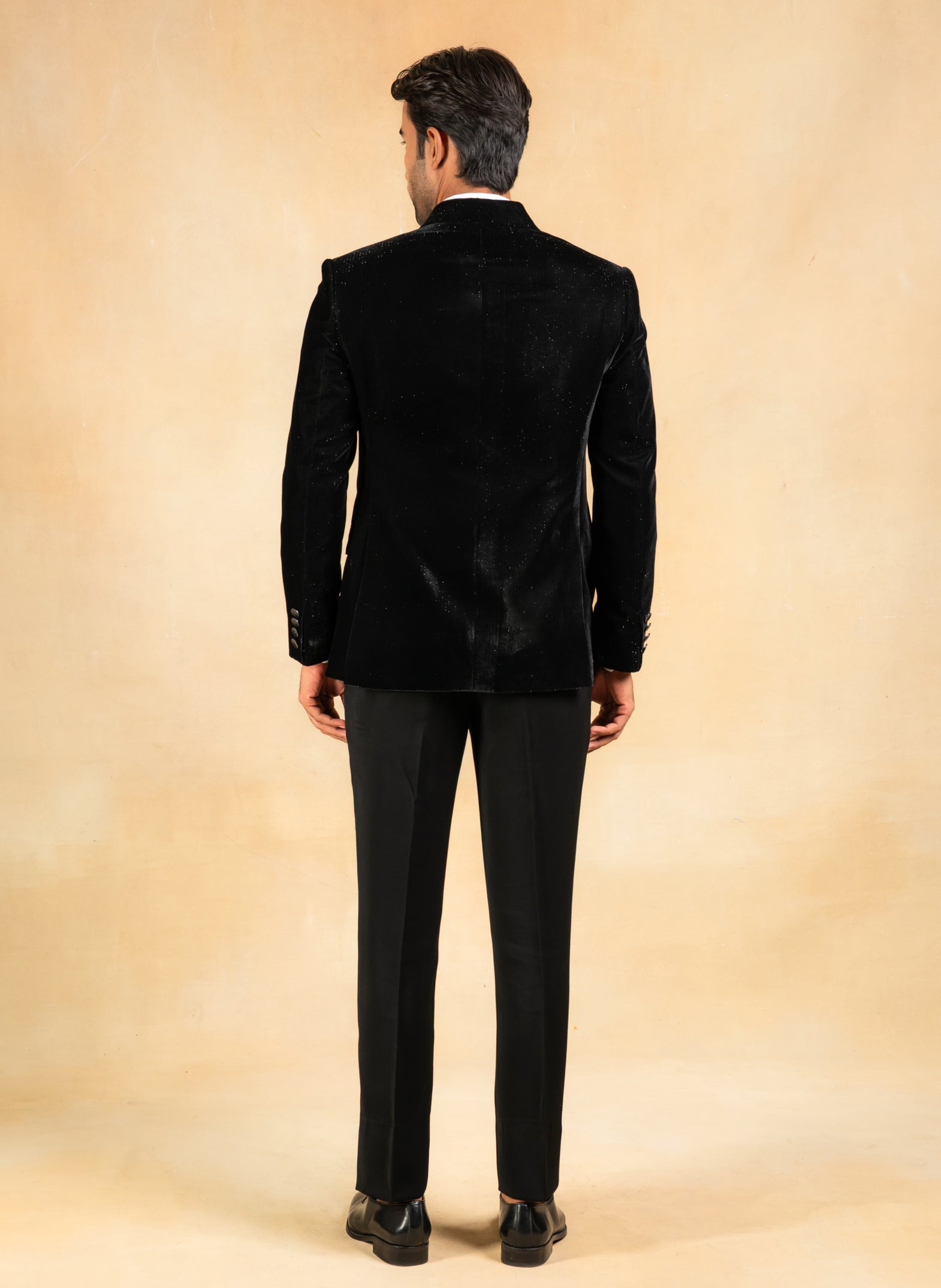 Double breasted hand embroidered tuxedo
