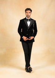 Double breasted hand embroidered tuxedo