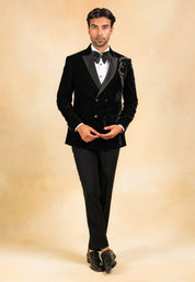 Double breasted hand embroidered tuxedo