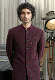 Maroon designer full embroidered Indo