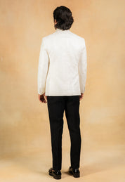 Embroidered white tuxedo suit