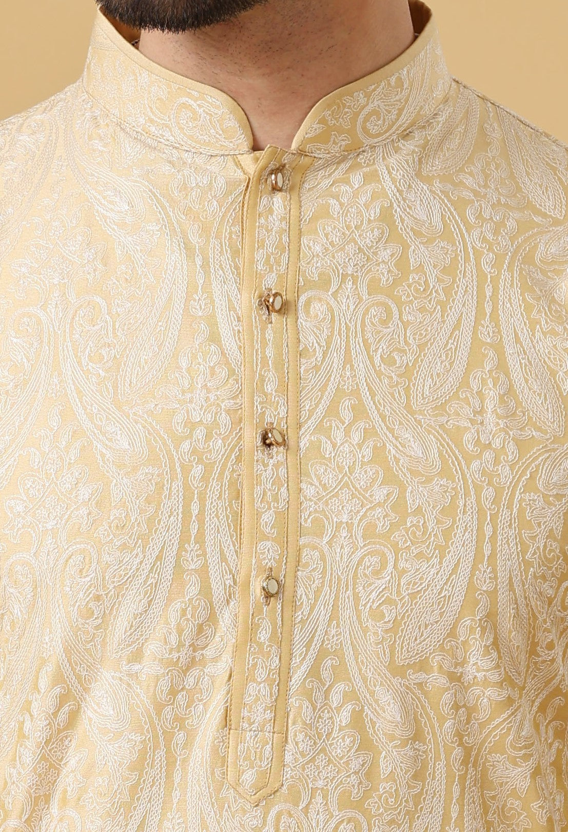 Stylish Yellow Kurta Set with All-Over Embroidery - Perfect for Festive Occasions
