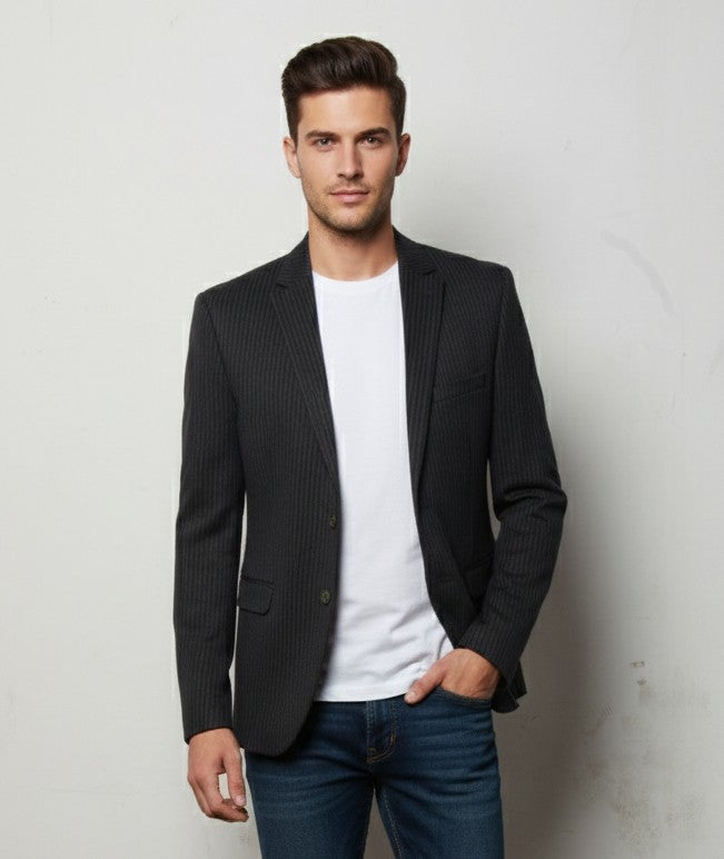 dark navy stripe Knitted Blazer