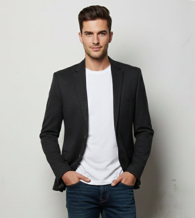 dark navy stripe Knitted Blazer